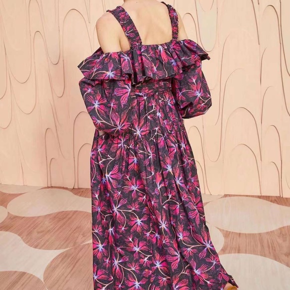 ULLA JOHNSON off the shoulder Caprice Midi Dress - Picture 3 of 12